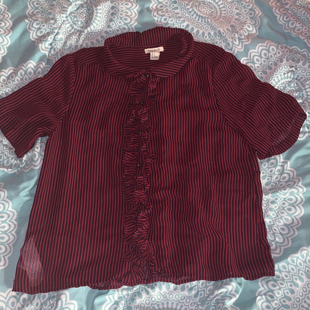 COPY - Red and navy vertically striped forever 21 top